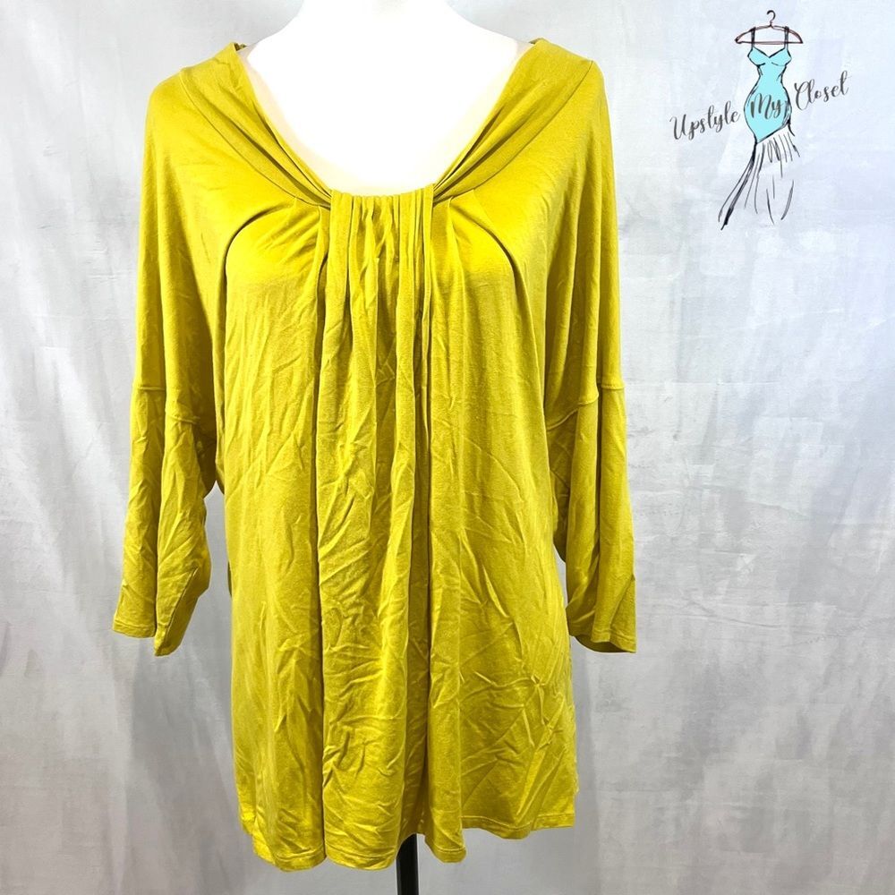 Anne Klein mustard yellow knit top size 2X